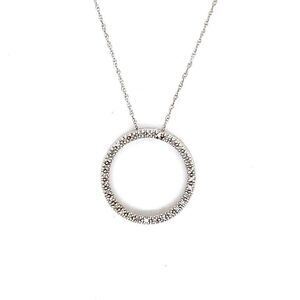 10k WG Eternity Diamond Circle Pendant Necklace
